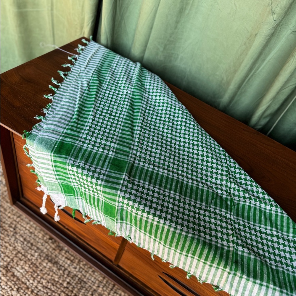 Green and White Checkered Scarf